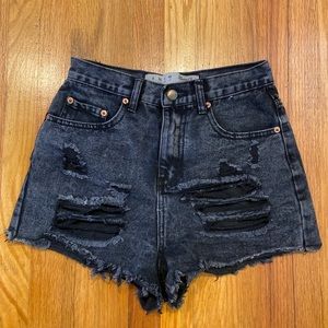 DenimCo. High Waisted Distressed Black Jean Shorts